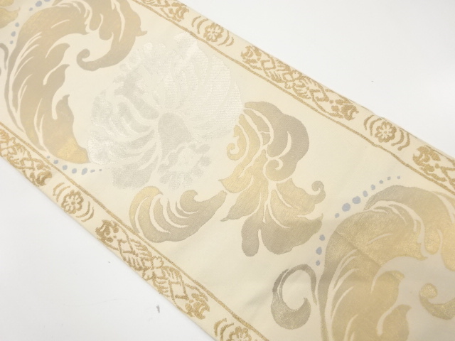 JAPANESE KIMONO / ANTIQUE FUKURO OBI / SILK / WOVEN FLORAL SARASA